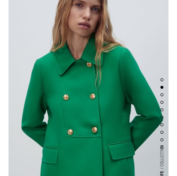 ZARA BUTTONED TAILORED COAT GREEN COLOR Bloggers favorite - Picture 11 of 16